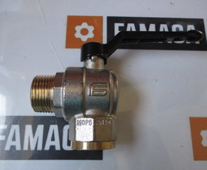 Шаровый кран
Kugelhahn/ R/Rp 1 i./a.- Eckform - / mit schwarzem Hebelgriff Riegler